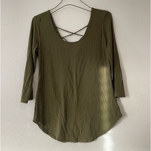 Olive Green 3/4 Sleeve Blouse